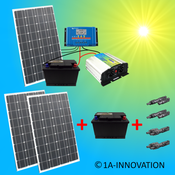 Solaranlage Komplett 220V + Akku 200Ah 300W Solarpanel 1000W Camping Watt Garten