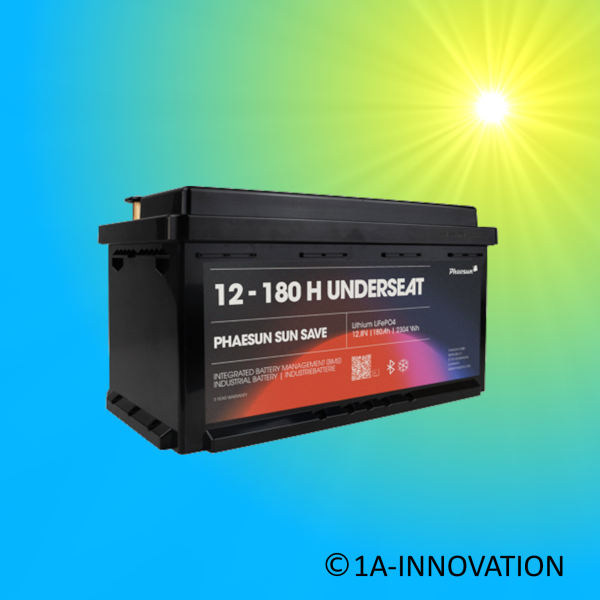 Solarakku Phaesun 12-180H 180Ah 12V Lithium-Eisenphosphat Batterie LiFePo4 Untersitz, Heizung, Bluetooth